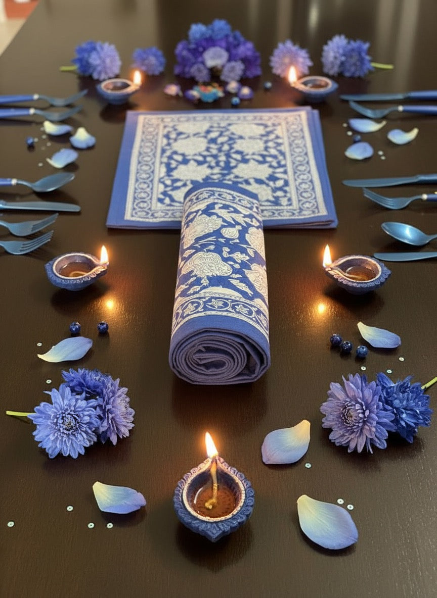 Blue Pottery Table Runner