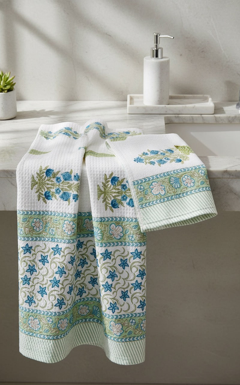 Sage & Blue Handblock Towel Set