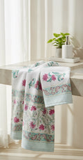 Teal & Pink Floral Handblock Towel Set