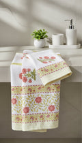 Coral Floral Handblock Towel Set