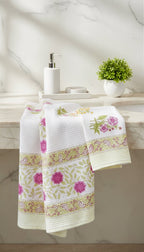 Pink & Yellow Handblock Towel Set