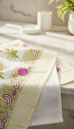 Pink & Yellow Handblock Towel Set