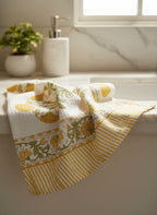 Yellow Poppy Handblock Towel Set