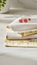 Coral Floral Handblock Towel Set