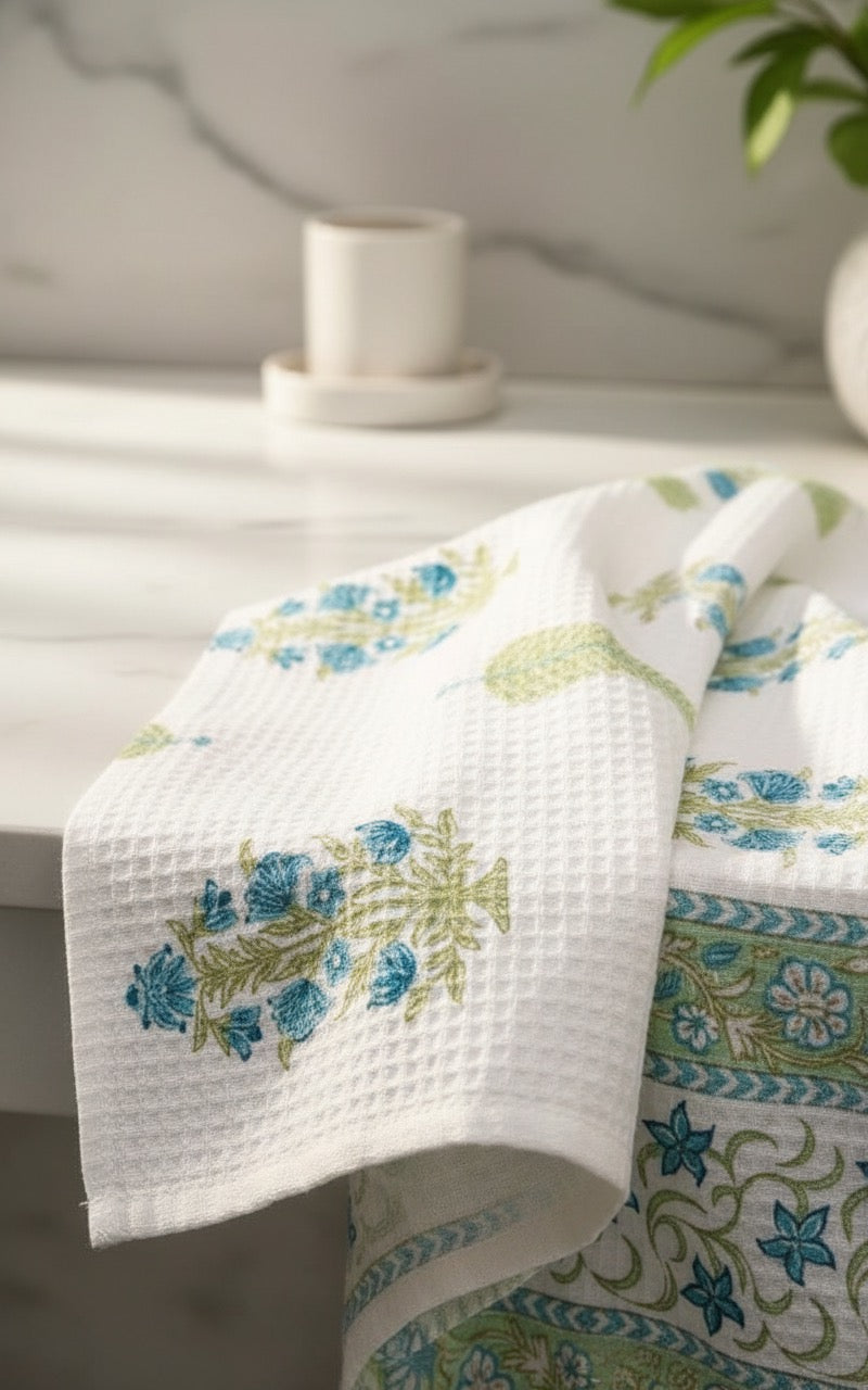 Sage & Blue Handblock Towel Set